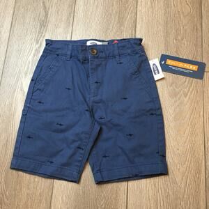 NWT Old Navy Boys Built In Flex Twill Navy Blue Shorts Cotton Shark Small